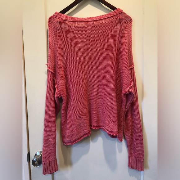 Pink American Eagle Chunky Knit Distressed Sweater - Picture 2 of 5